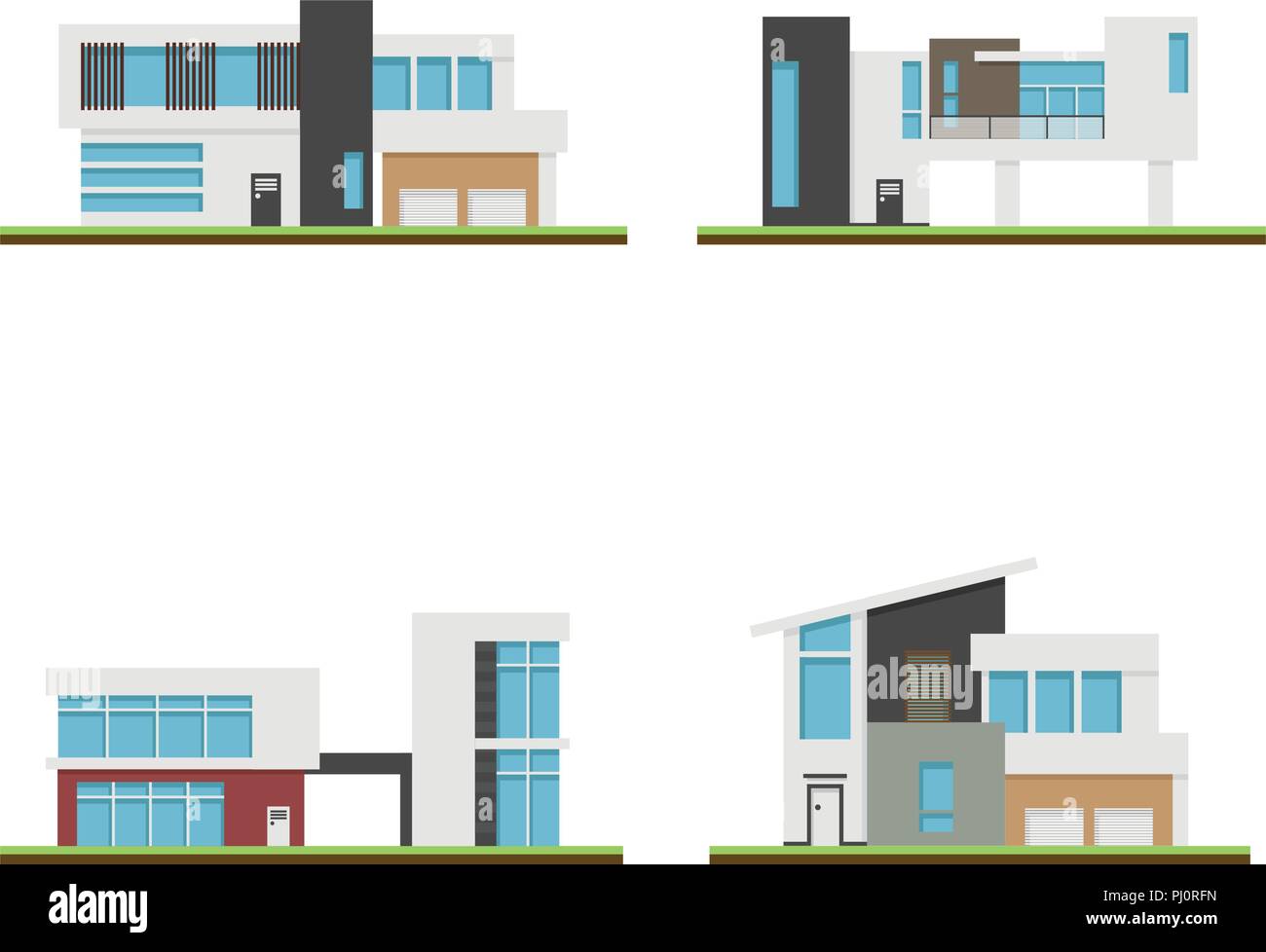 Insieme di case e case moderne design, edificio moderno e architettura, Vettore Collezione di home illustrazione. Illustrazione Vettoriale