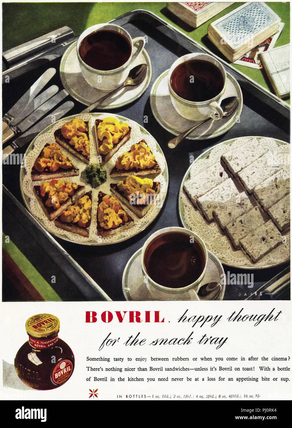 1940s vecchio vintage originale pubblicità pubblicità Bovril nella rivista inglese circa 1947 Foto Stock