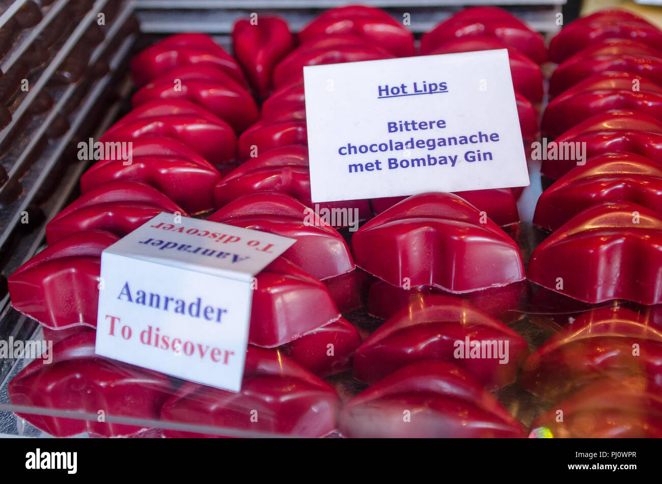 La linea di cioccolato di Anversa in Belgio Foto Stock