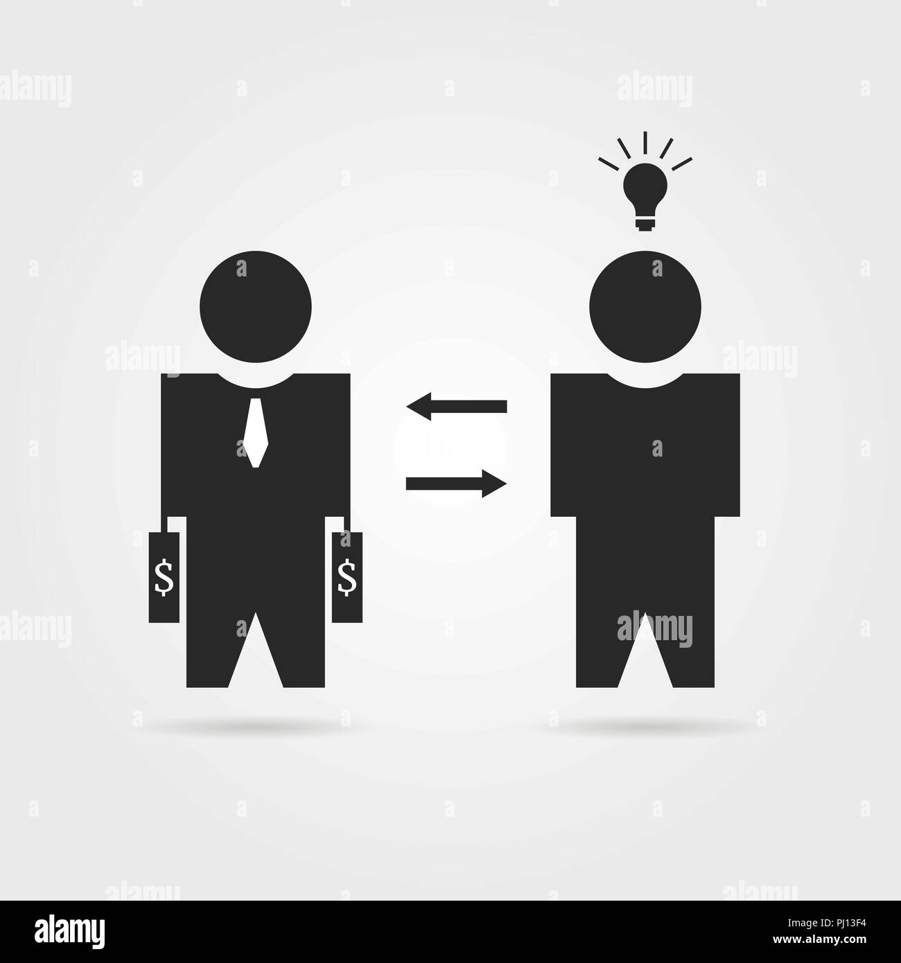 Nero e startuper icona degli investitori Illustrazione Vettoriale