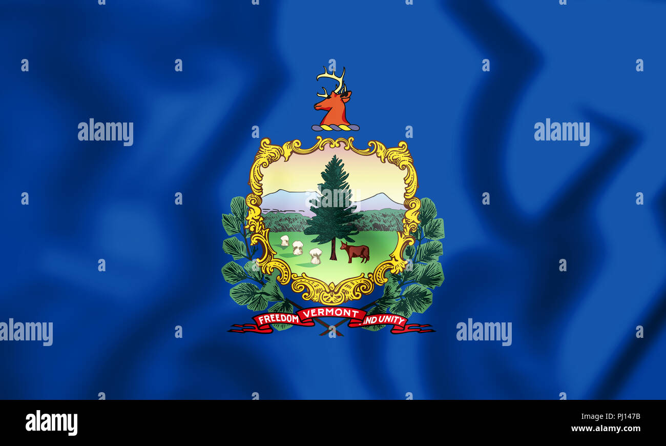 3D Bandiera dello stato del Vermont, USA. 3D'illustrazione. Foto Stock
