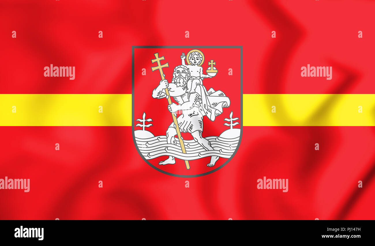 3D Bandiera di Vilnius, Lituania. 3D'illustrazione. Foto Stock