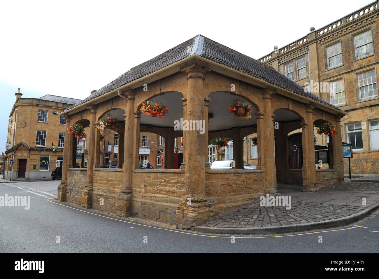 Il centro della città e la storica casa mercato Il Grade ii Listed è un edificio in Ilminster, Somerset Foto Stock