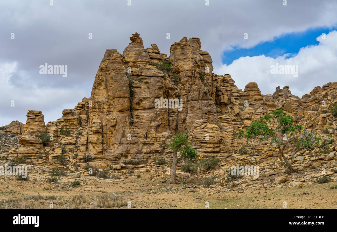 Le formazioni rocciose, Baga Gazariin Chuluu, Mongolia Foto Stock