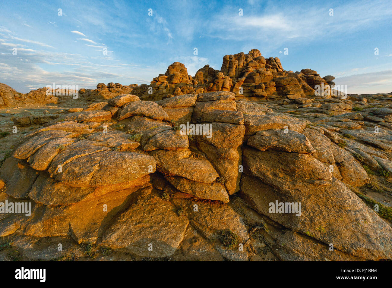 Le formazioni rocciose, Baga Gazariin Chuluu, Mongolia Foto Stock