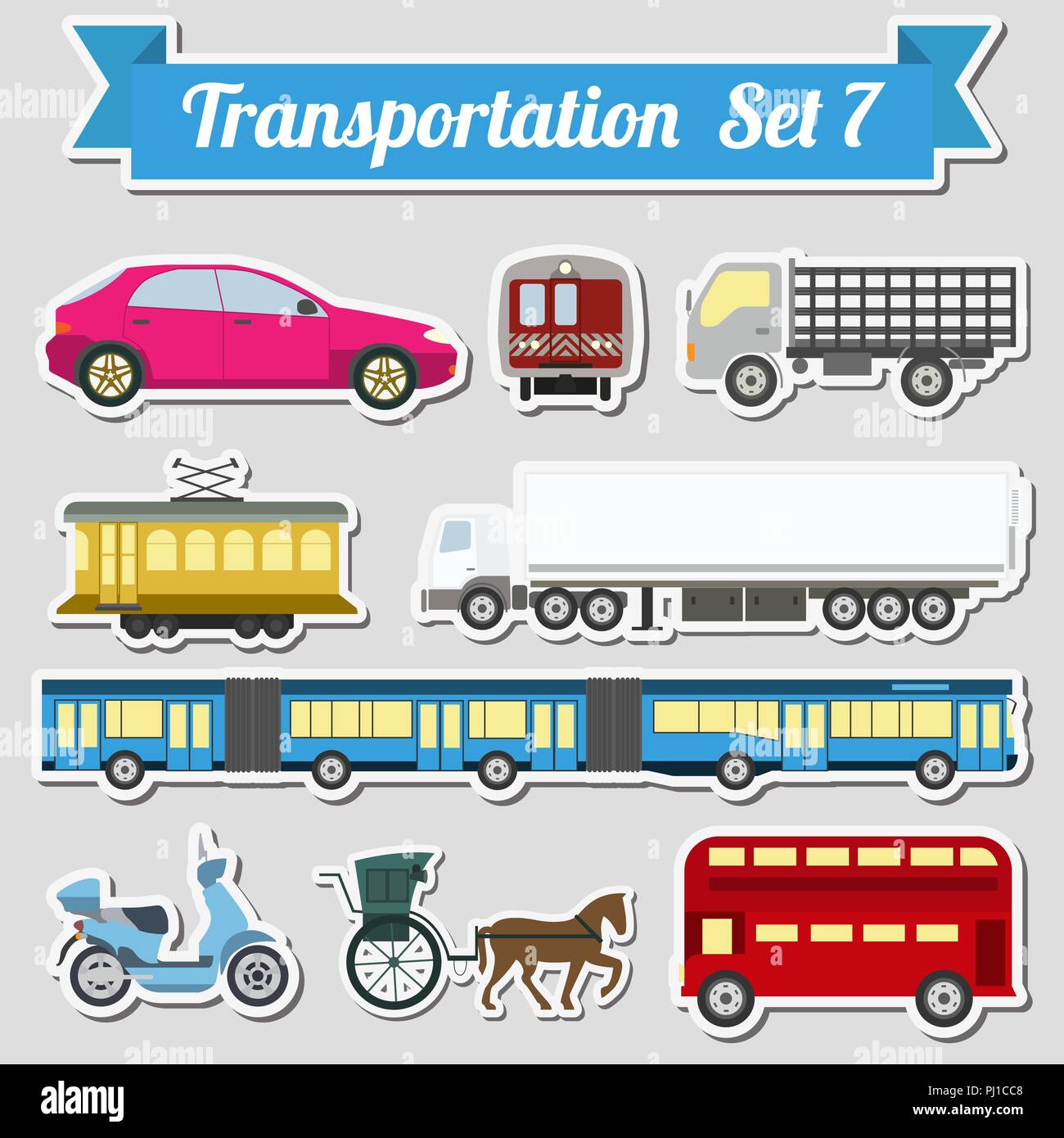 Set di tutti i tipi di trasporto icona per creare il vostro proprio infographics o mappe. Acqua, strada urbana, aria, cargo, pubblico e di trasporto a terra. Illustrazione Vettoriale