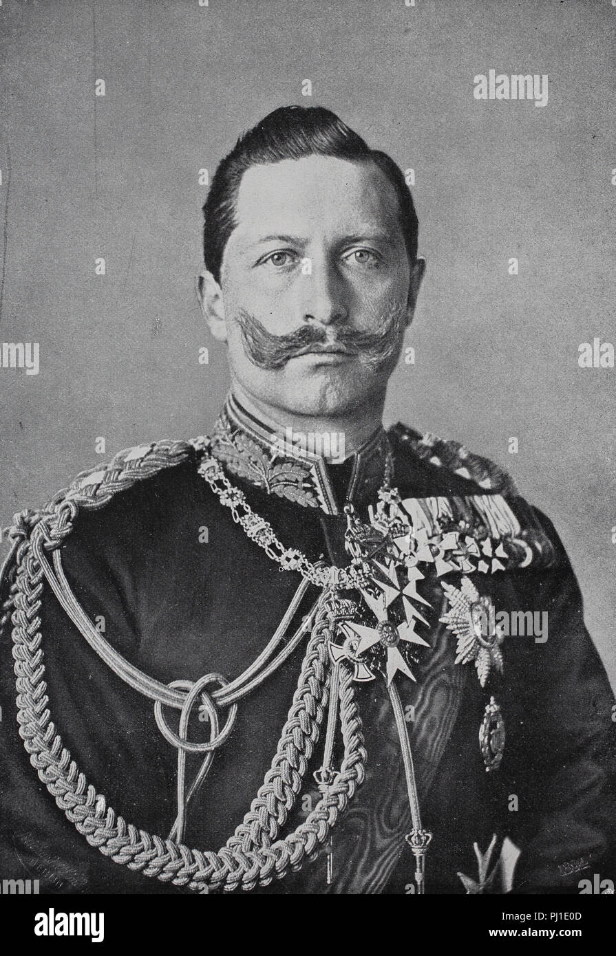 Wilhelm II, Friedrich Wilhelm Viktor Albert von Hohenzollern, 27 Gennaio 1859 - 4 giugno 1941, l'ultimo imperatore tedesco digitale Riproduzione migliorata di un woodprint dall'anno 1890 Foto Stock