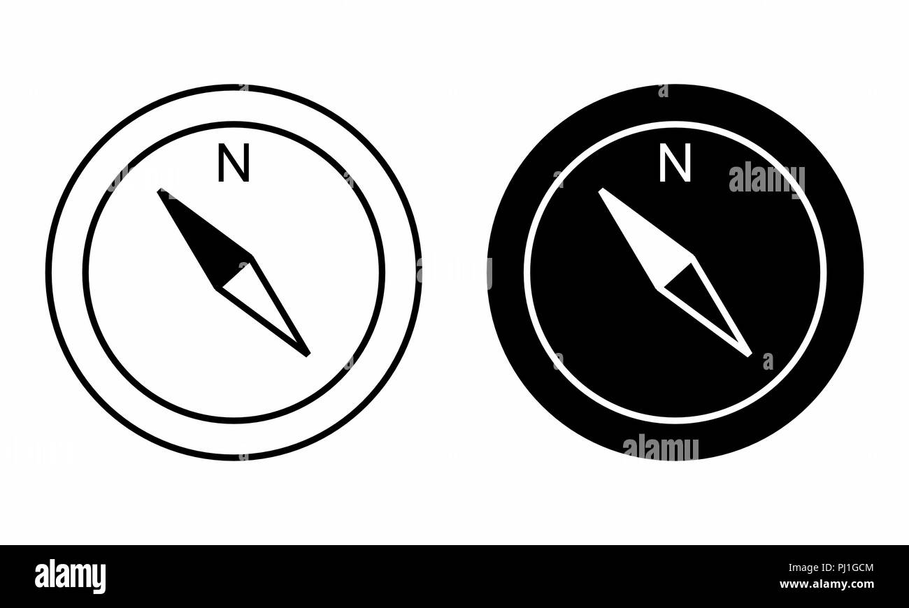 Bianco e nero illustrazione del compasso isolato Illustrazione Vettoriale