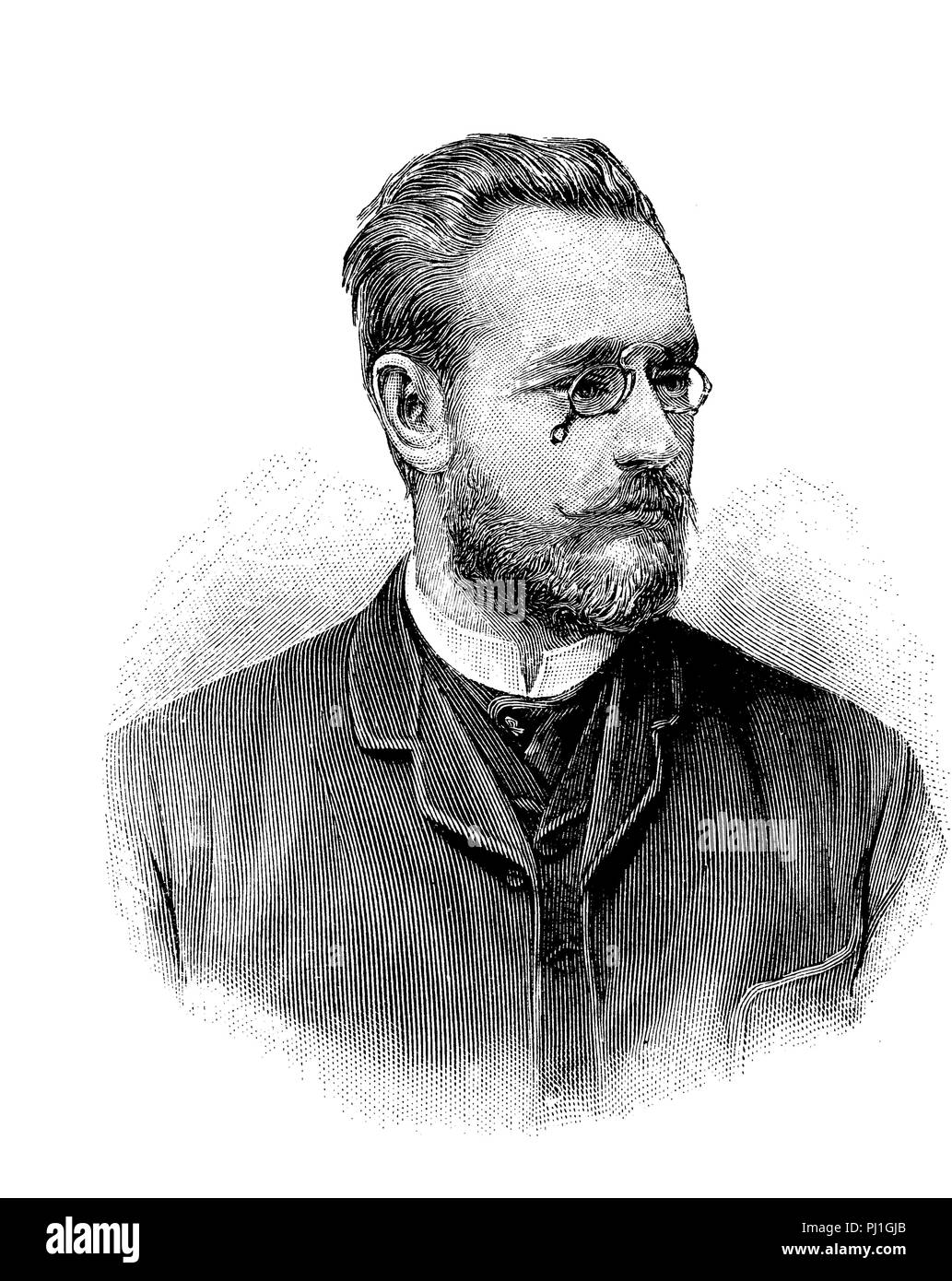 Carl Auer von Welsbach, noto anche come Carl Auer Freiherr von Welsbach (1 settembre 1858 - 4 agosto 1929), scienziato austriaco ed inventore, digitale Riproduzione migliorata di un woodprint dall'anno 1890 Foto Stock