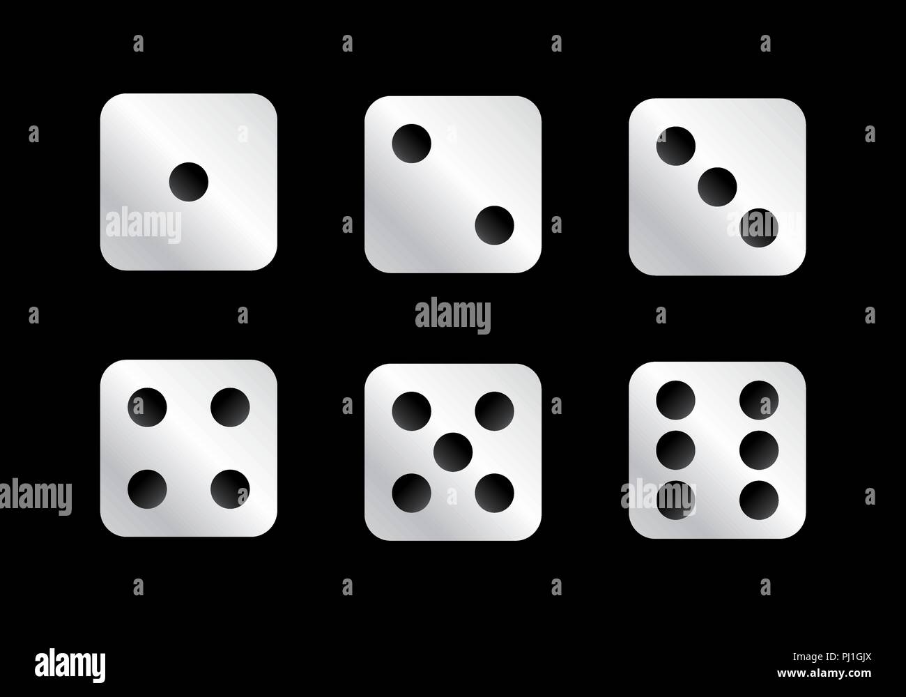 Illustrazione delle facce del dado che mostra i numeri da 1 a 6 Immagine e  Vettoriale - Alamy