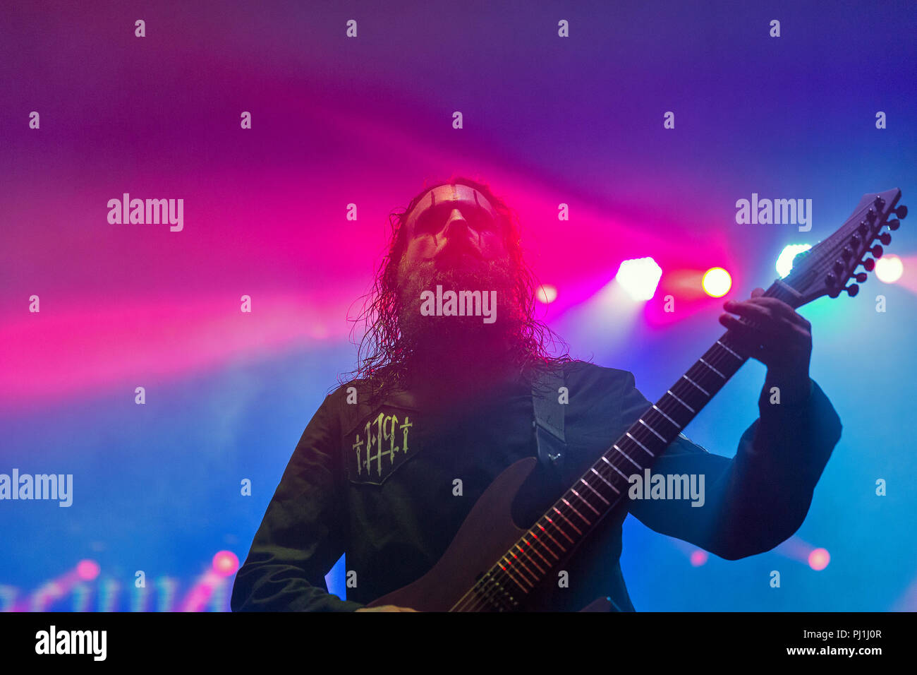KIEV, UCRAINA - Luglio 08, 2018: Lacuna Coil, Italiano gothic metal rock band suona dal vivo presso la Atlas Festival Weekend in Expocenter nazionale. Foto Stock