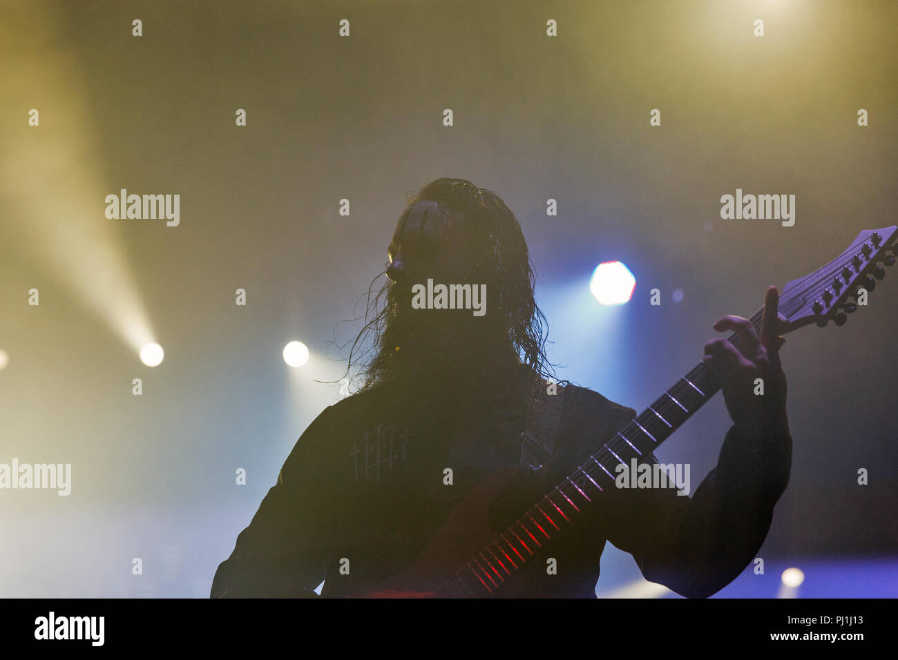 KIEV, UCRAINA - Luglio 08, 2018: Lacuna Coil, Italiano gothic metal rock band suona dal vivo presso la Atlas Festival Weekend in Expocenter nazionale. Foto Stock