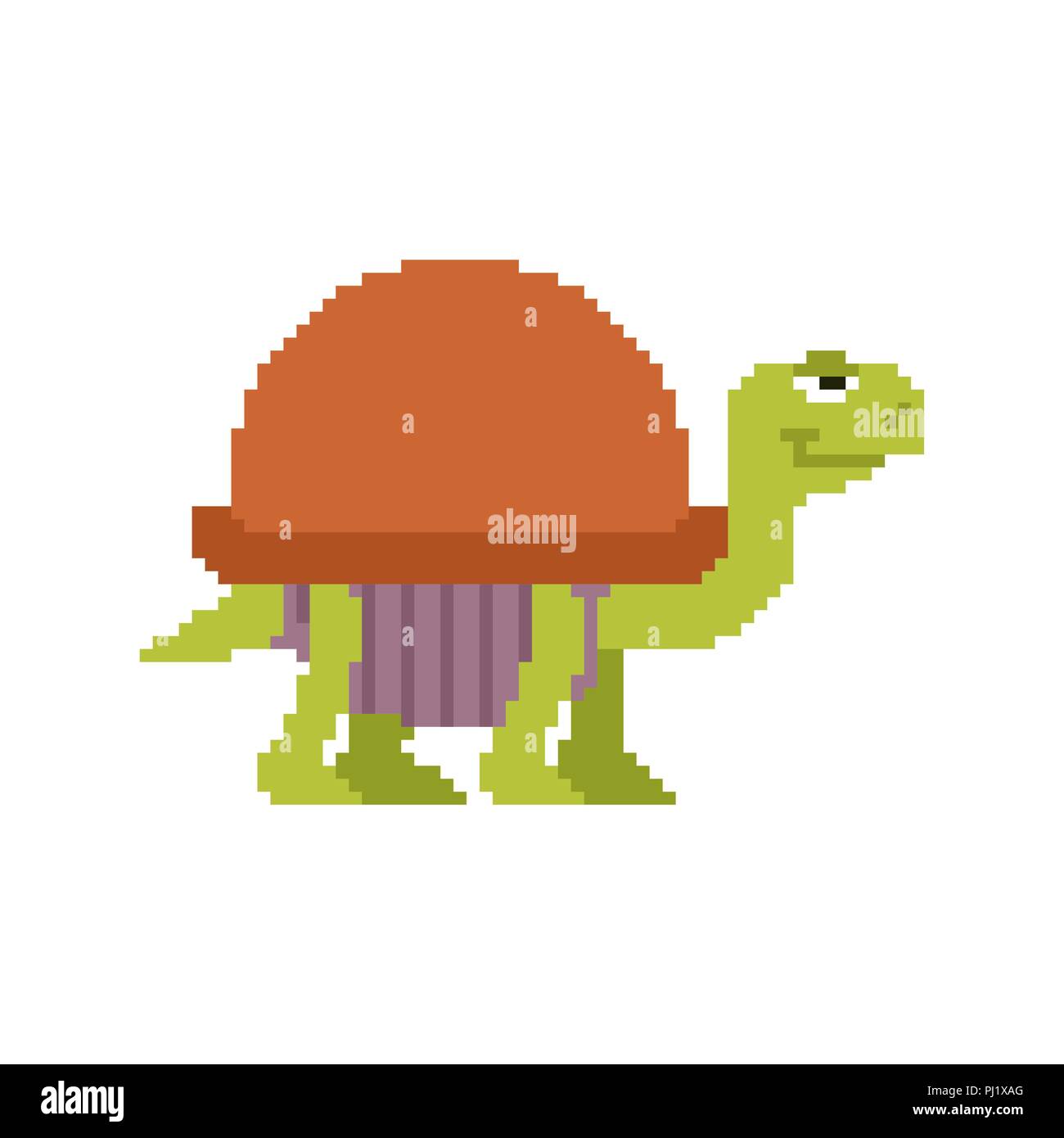 Turtle pixel art. tartaruga 8 vettore di bit illustrazione. Illustrazione Vettoriale
