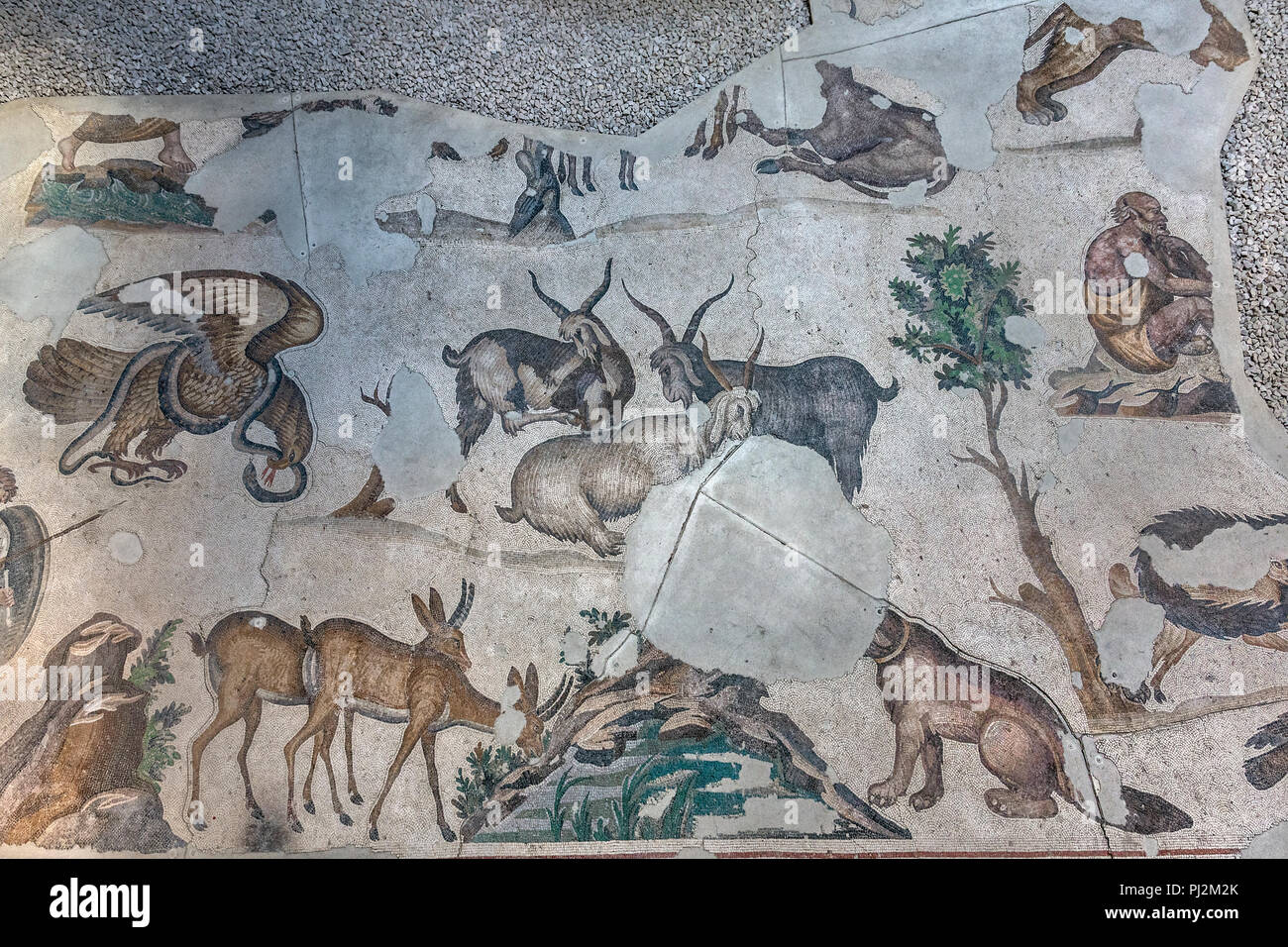 I dettagli di mosaico del grande palazzo bizantino in Piazza Sultanahmet nel quartiere Fatih di Istanbul, Turchia Foto Stock