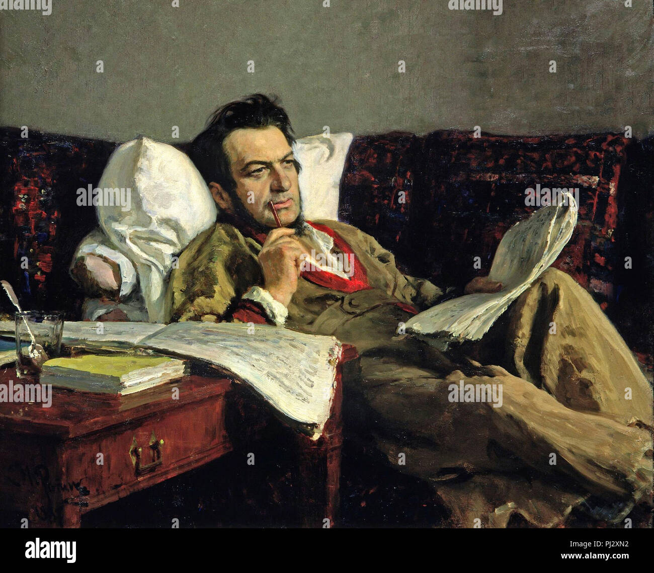 Mikhail Ivanovich Glinka durante la composizione dell'opera - Ilya Repin Foto Stock