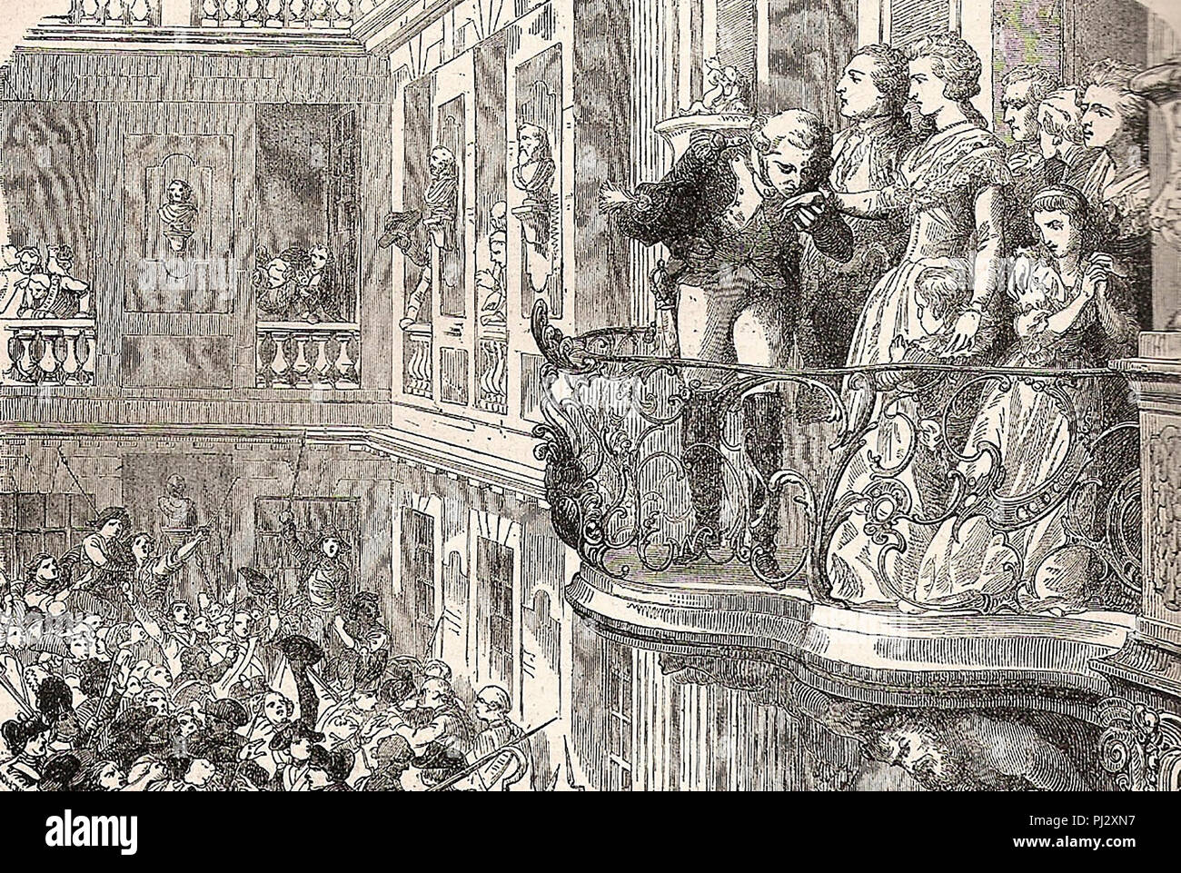 La Fayette baci Maria Antonietta la mano. 1789 Foto Stock