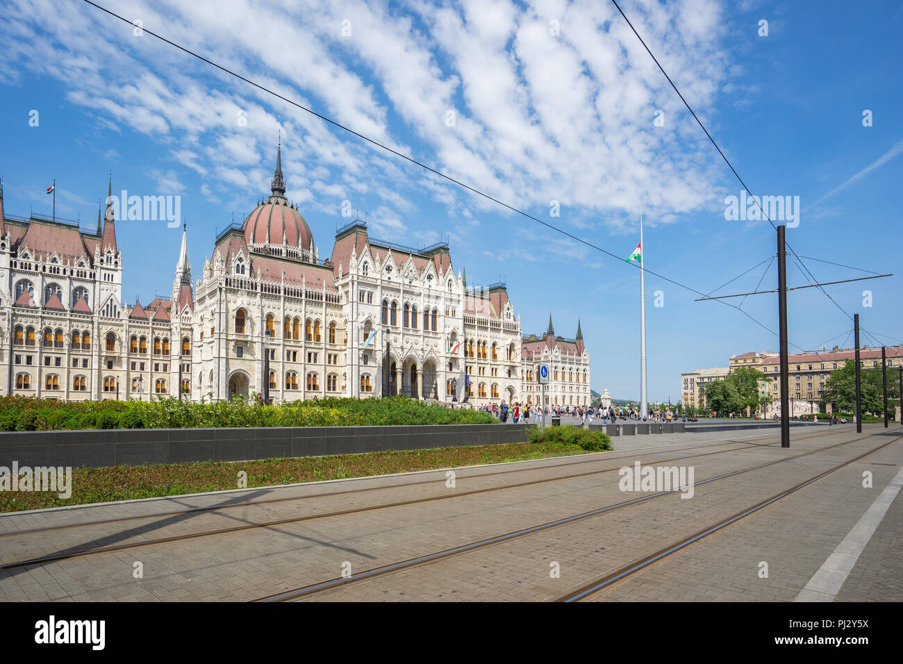 Budapest City con vista del Parlamento ungherese edificio in Ungheria. Foto Stock