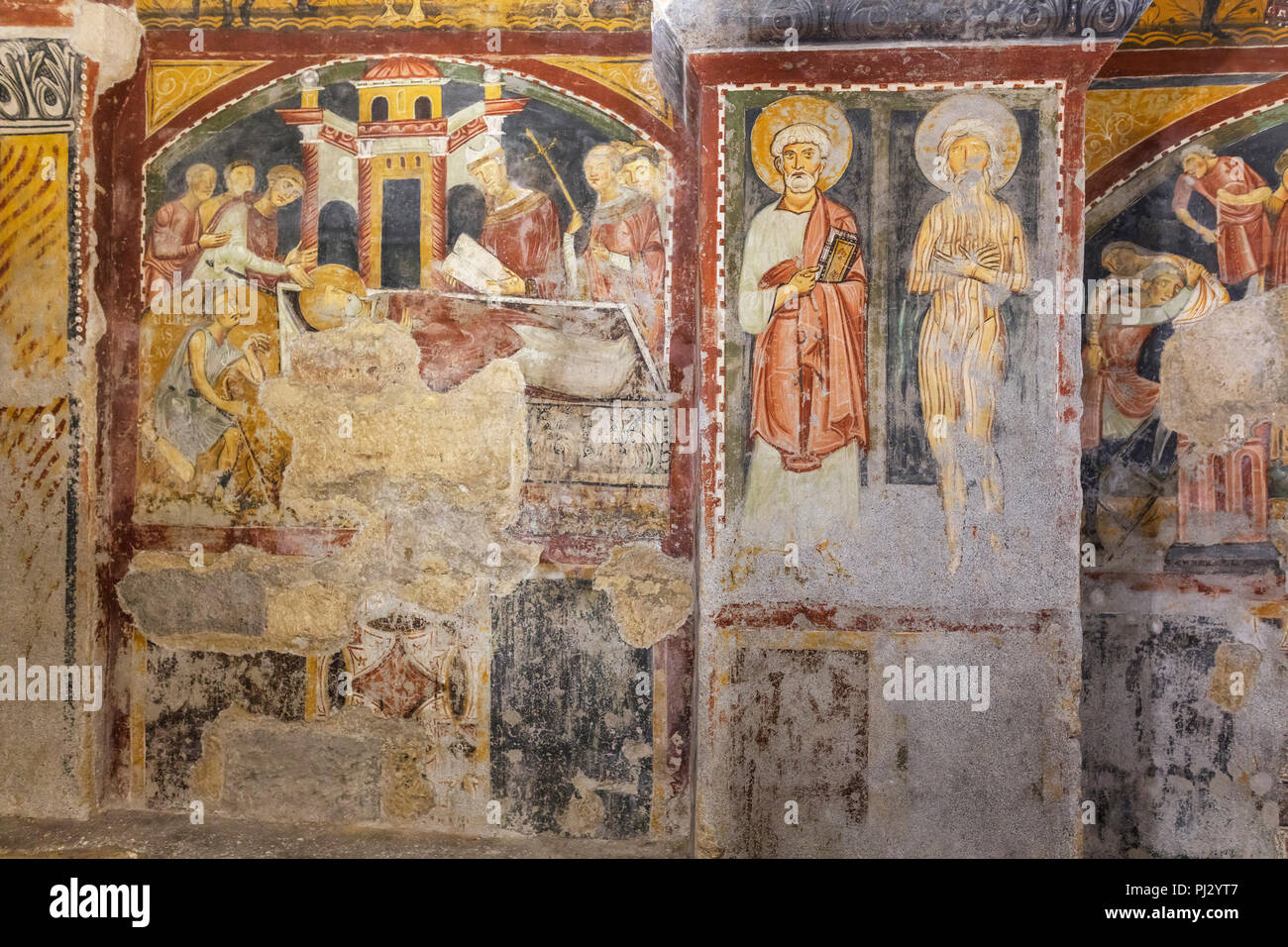 Pittura ad affresco nella cripta del Duomo, Anagni, Frosinone, Lazio, Italia Foto Stock