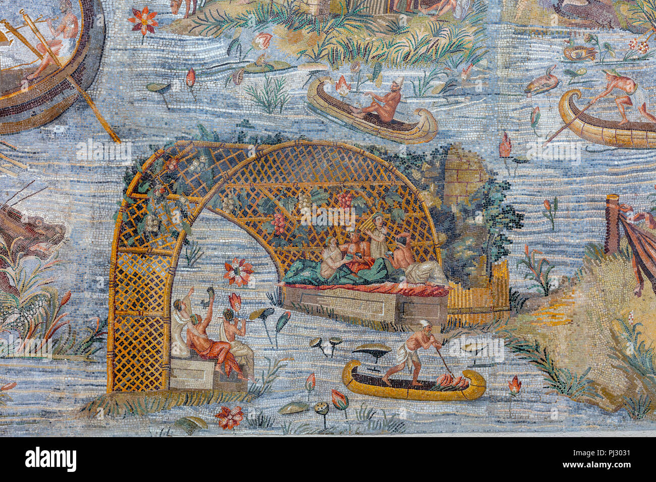 Mosaico nilotica, arte ellenistica (I secolo a.C.), Museo Archeologico, Palestrina, Lazio, Italia Foto Stock