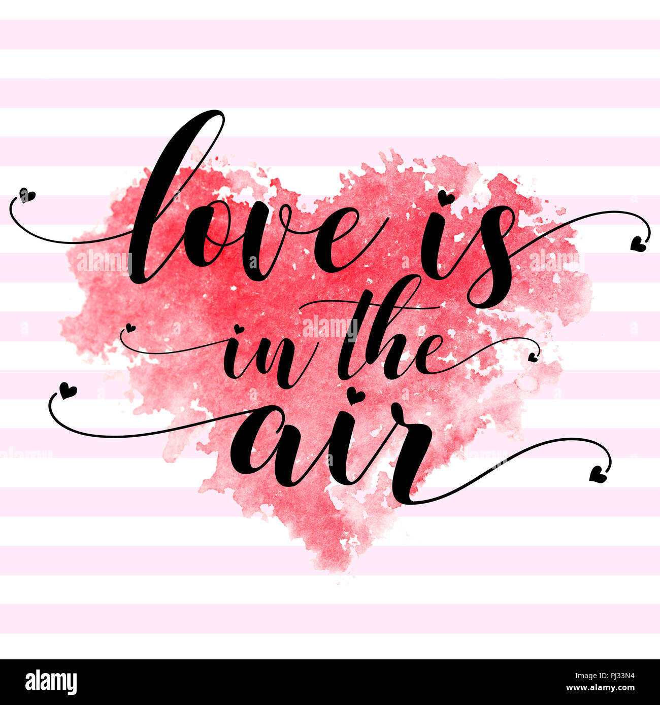Rosso cuore ad acquerello e testo amore è nell'aria su una rosa strippato  sfondo bianco. Per la stampa su una cartolina, T-shirt, coppa, ecc Foto  stock - Alamy