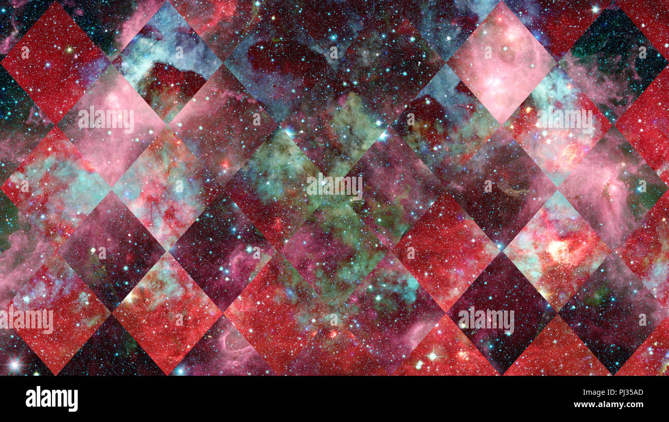 Universo, nebulosa galassia e la Geometria Sacra collage. Abstract lo spazio esterno. Gli elementi di questa immagine fornita dalla NASA. Foto Stock