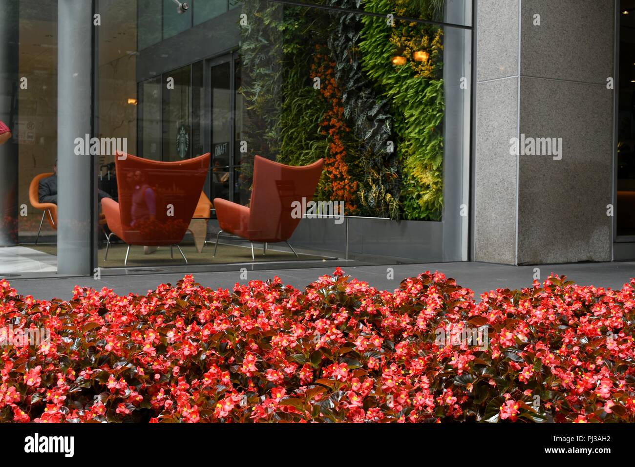 Arancione e grigio office lounge a Chicago Loop del Foto Stock