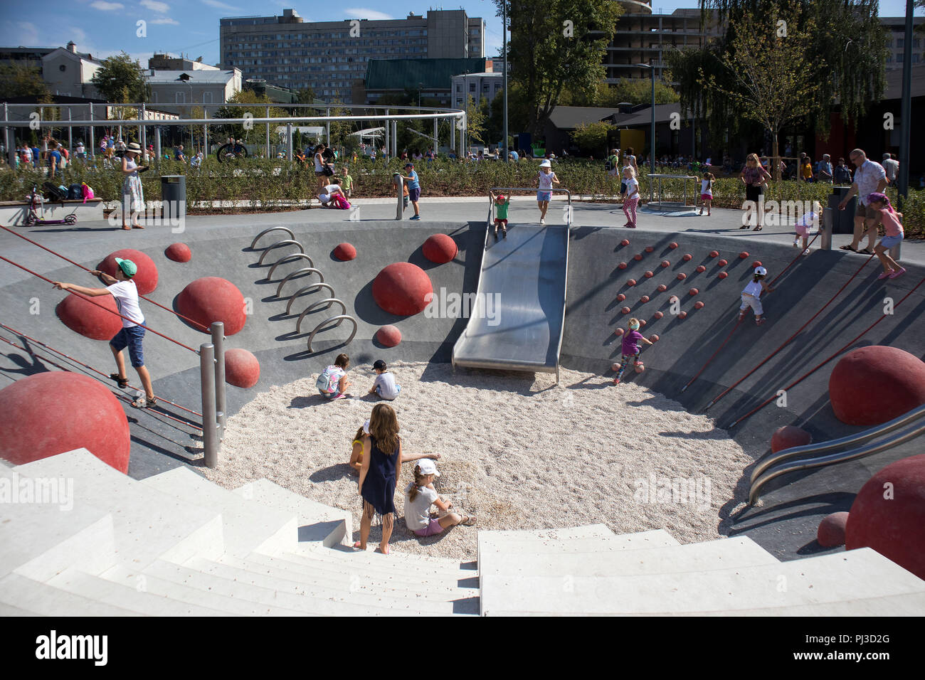 Mosca, Russia - 25 agosto 2018: Gorky Parco Centrale di Cultura e tempo libero Foto Stock