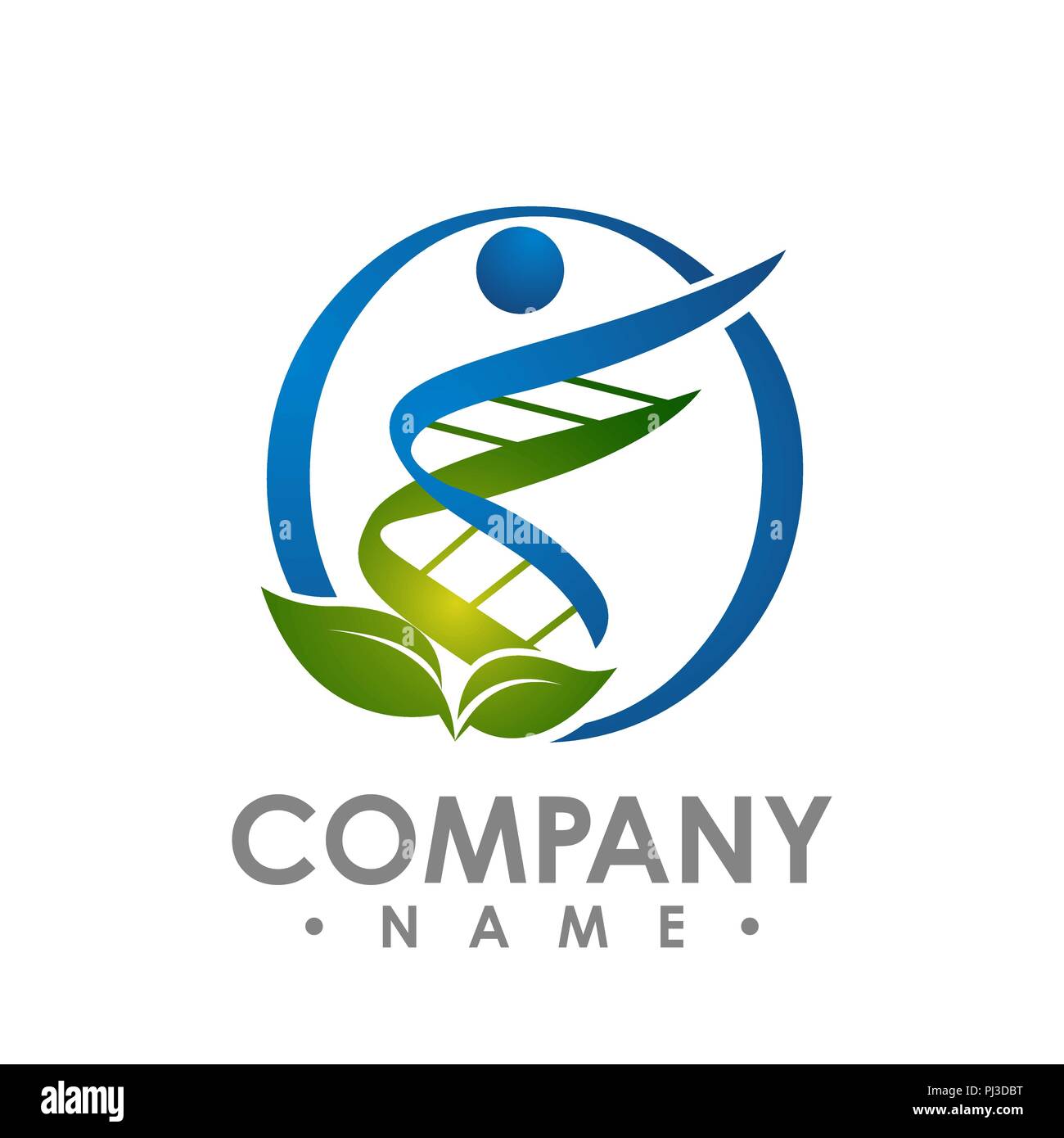 Eco elica di DNA di persone in forma con le foglie di colore verde vector logo design Illustrazione Vettoriale