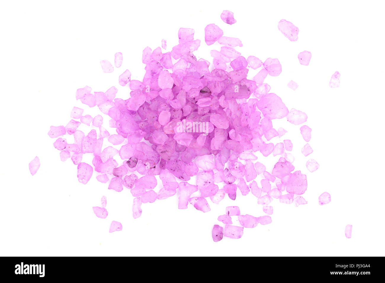 Violetta sale marino isolati su sfondo bianco, lavanda. Vista dall'alto. Lay piatto Foto Stock