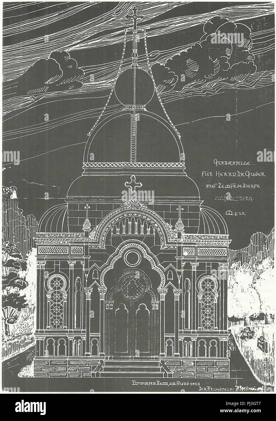 Bad Godesberg Entwurf Mausoleo Guier 1903. Foto Stock