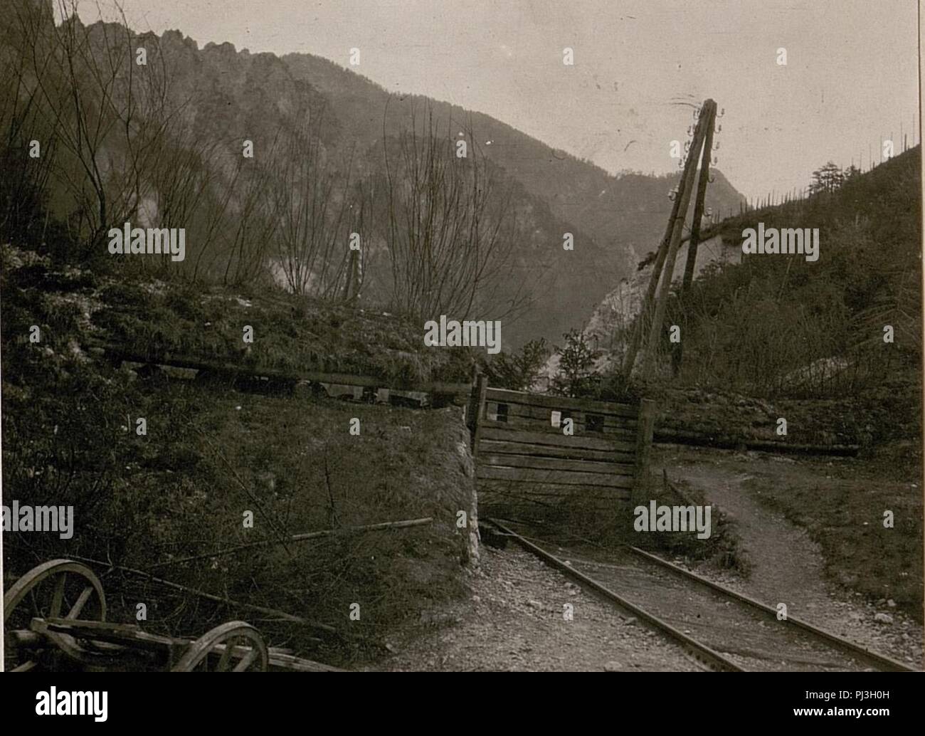 Bahnsperre in der Guggstellung. (3-7.1917). Foto Stock