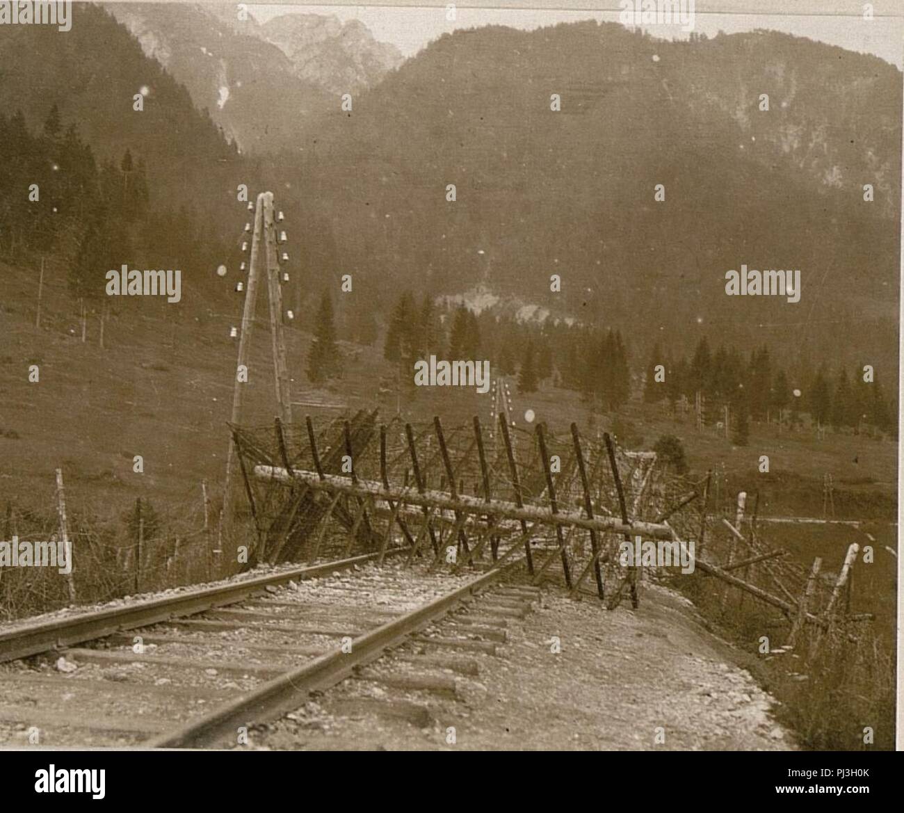 Bahnsperre in der Guggstellung. (3-7.1917). Foto Stock