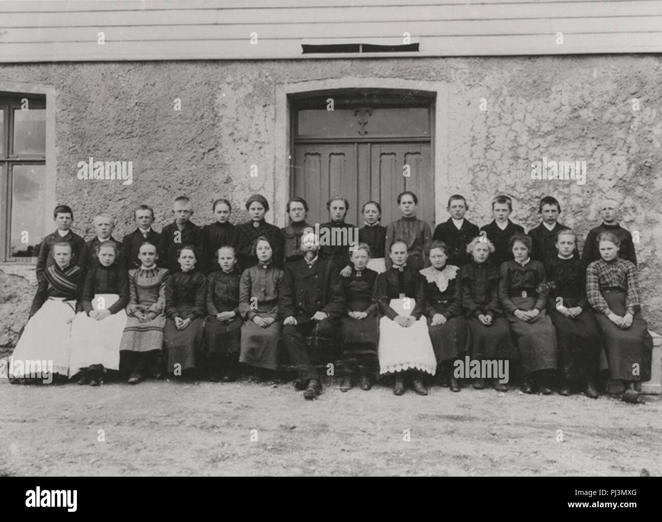 Avgangselever fra Kirkevoll skole med peccato laerer Eiliv Kaland ca. År 1900 ukjent fotograf.. Foto Stock