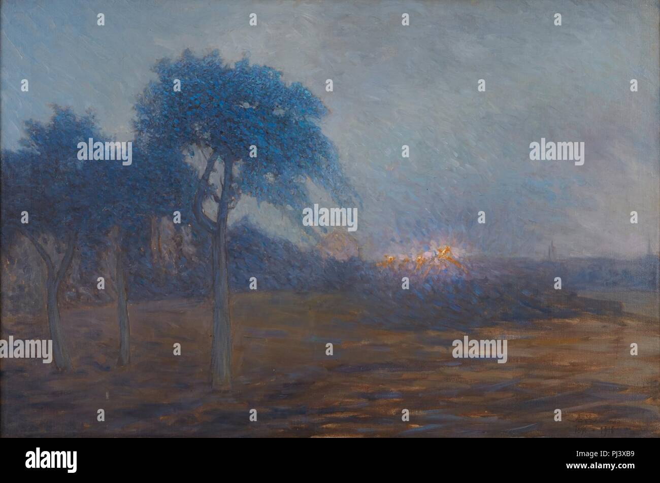 Axel Fahlcrantz, Strandbild med brasa, 1896 fino al 1916. Foto Stock