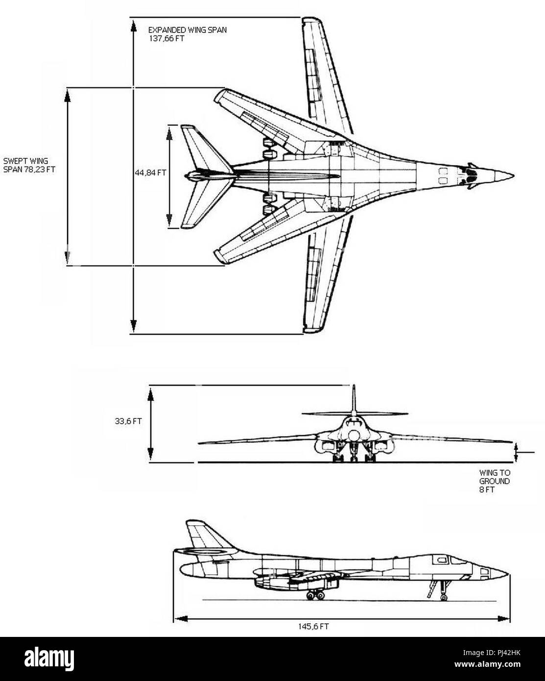 B-1 Dimensioni da A 00-105E-9. Foto Stock