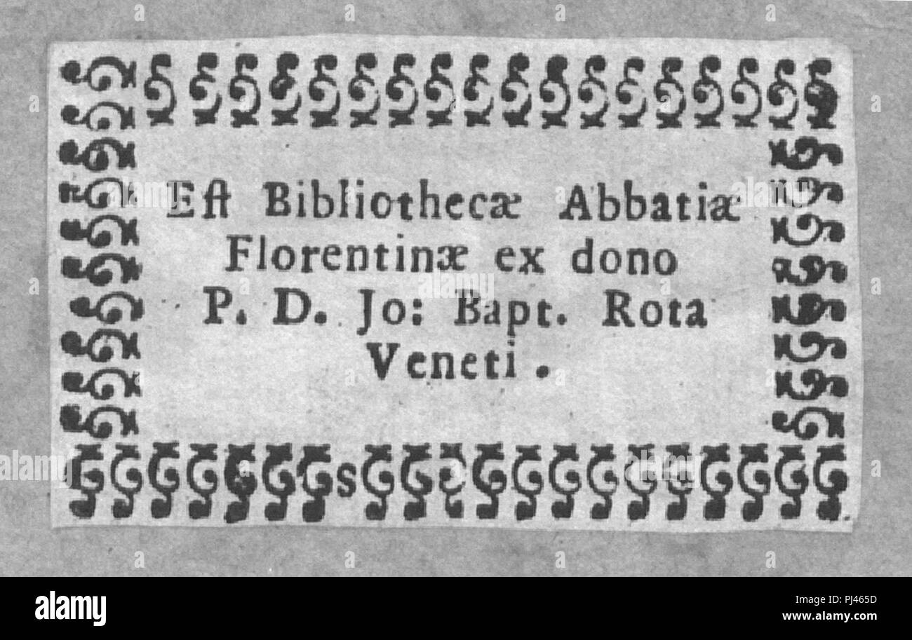 Badia Fiorentina Ex Libris. Foto Stock