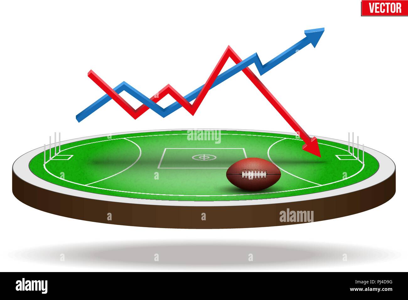 Australian rules football field stadium Illustrazione Vettoriale