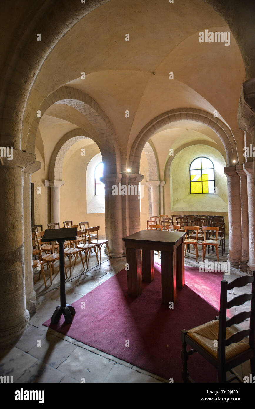 Nevers (Borgogna, centro-est della Francia). Cattedrale di St Cyr e San Julitte. La cattedrale della Cripta romana. Foto Stock