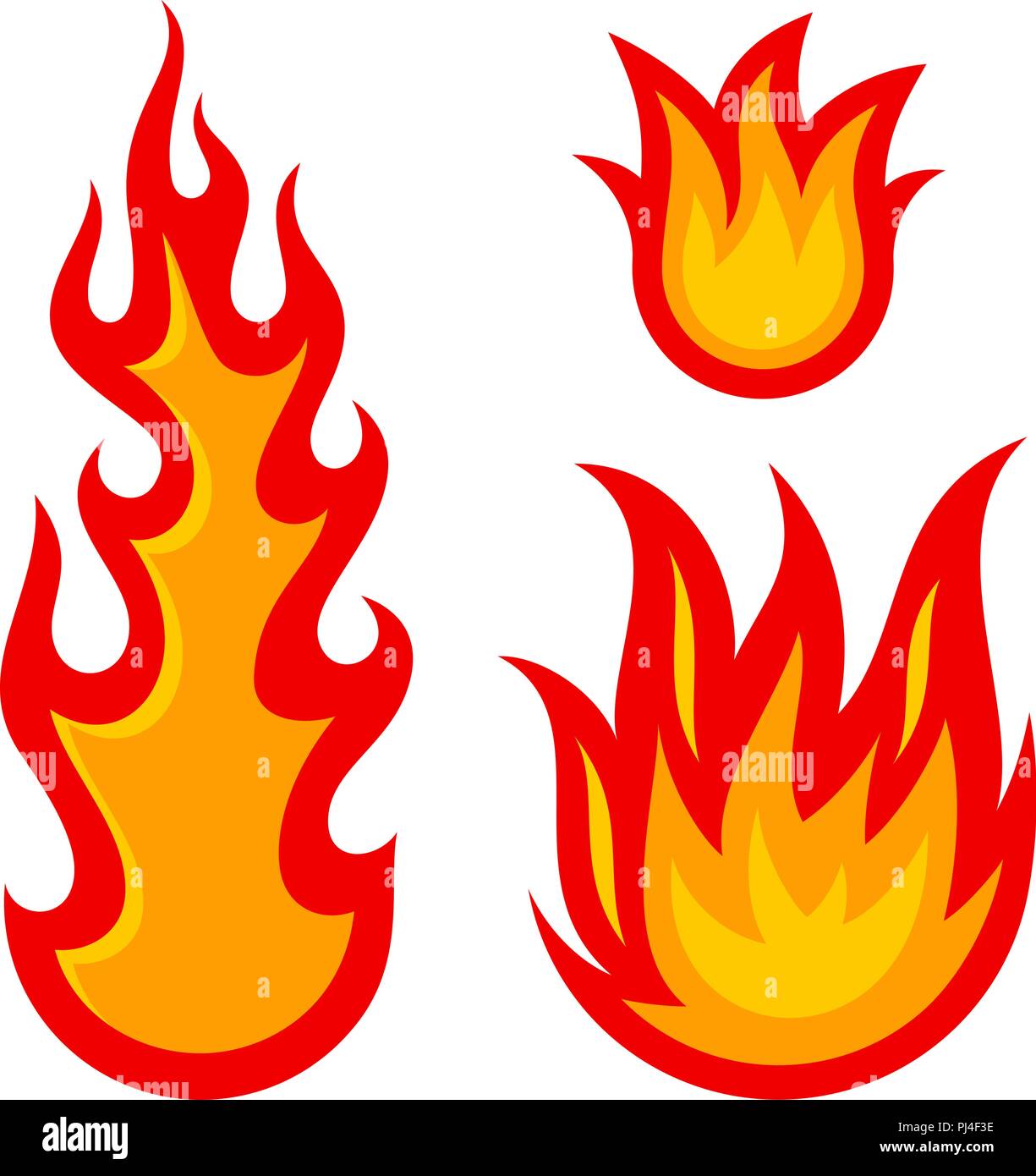 Illustrazione Vettoriale di fiamme di fuoco isolato su bianco Illustrazione Vettoriale