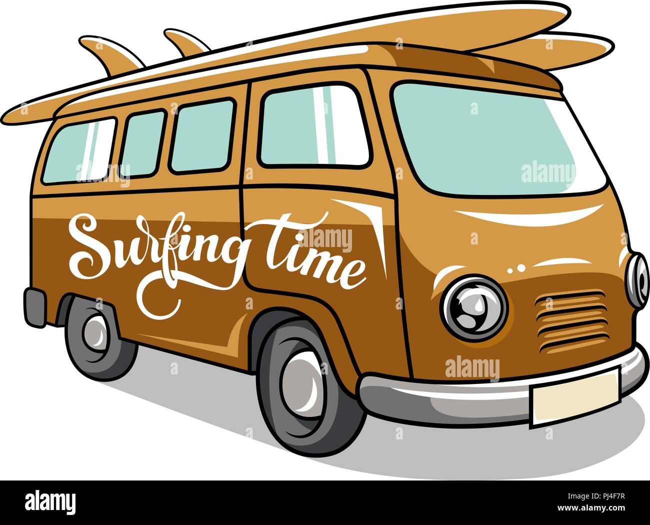 Hippie camper. Illustrazione vettoriale di un veicolo vintage per passeggiate estive Illustrazione Vettoriale