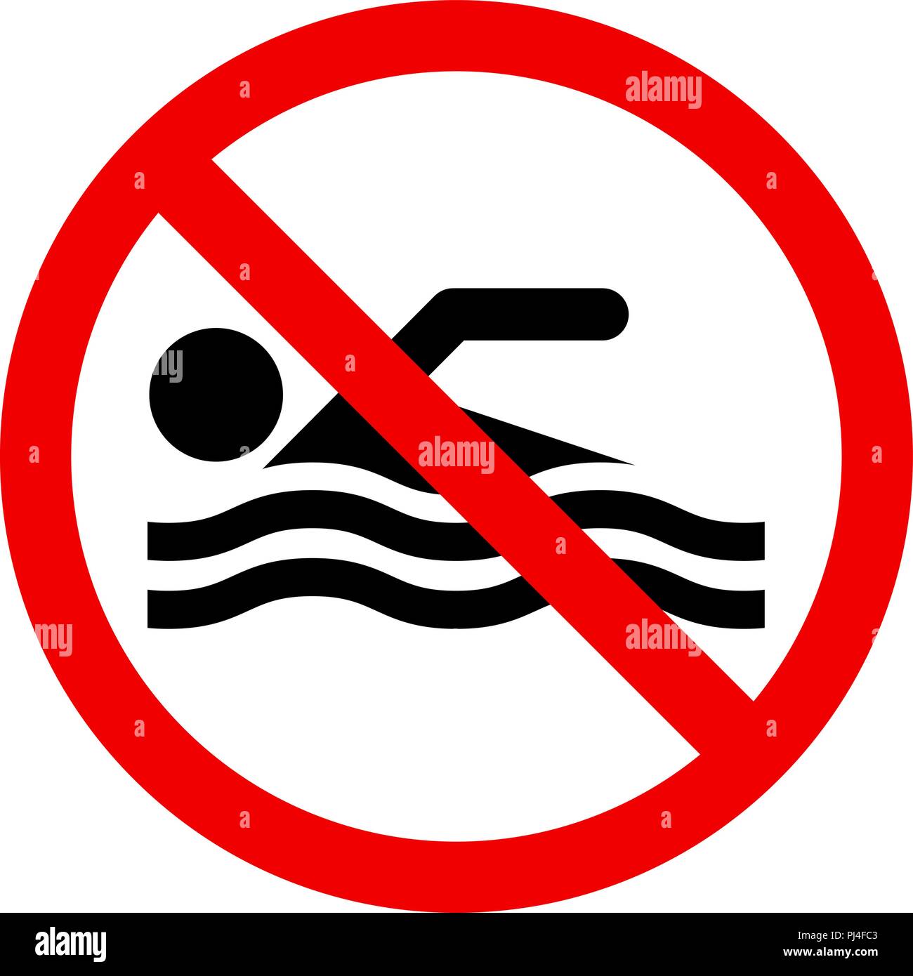 Nessun segno di nuoto, un segnale di avvertimento Illustrazione Vettoriale