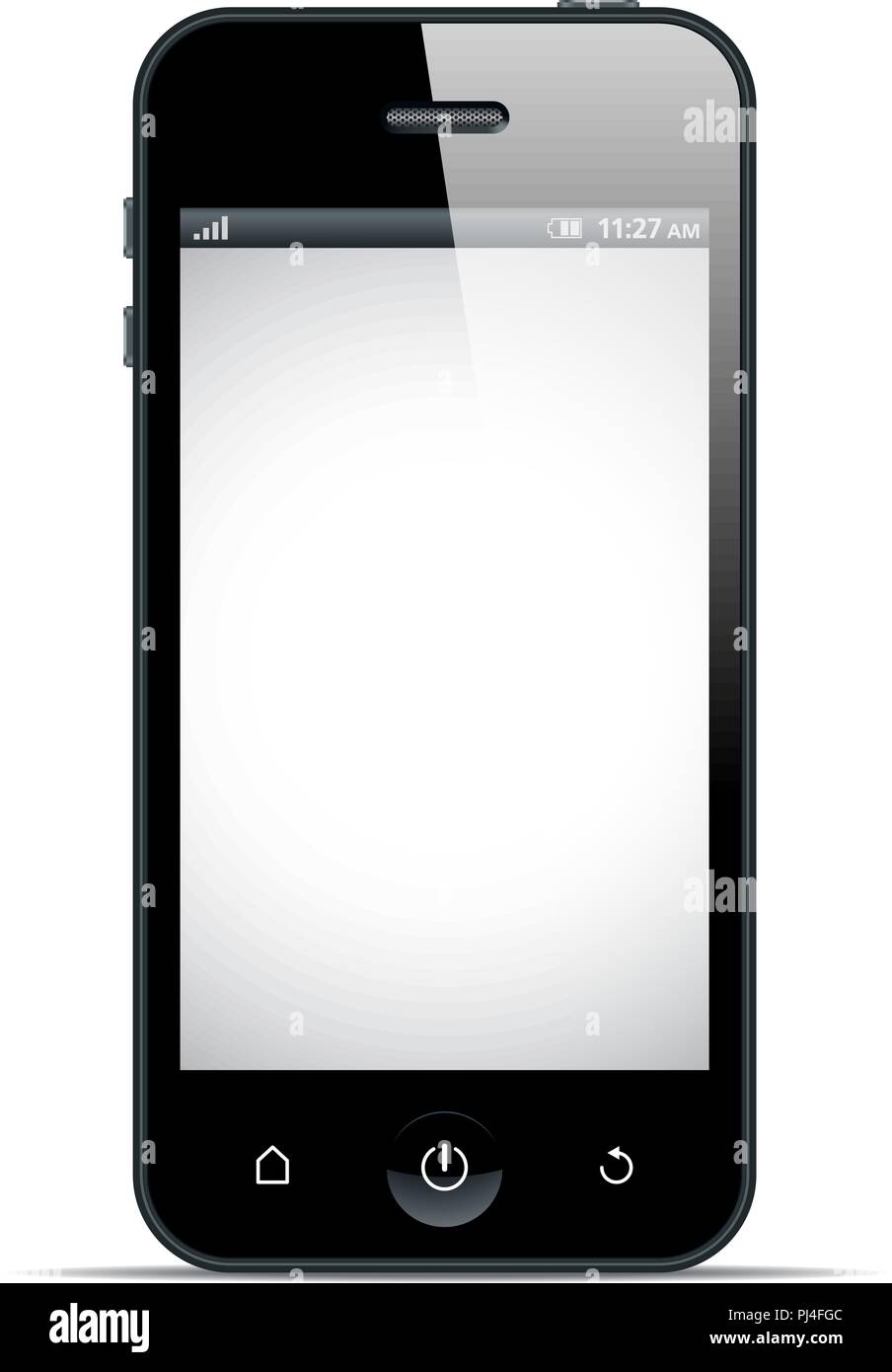 Smartphone isolato su bianco, realistici illustrazione vettoriale Illustrazione Vettoriale