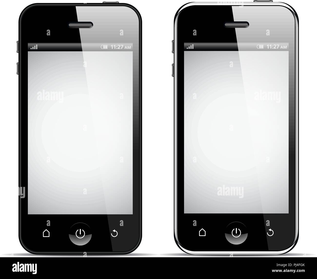 Smartphone isolato su bianco, realistici illustrazione vettoriale Illustrazione Vettoriale