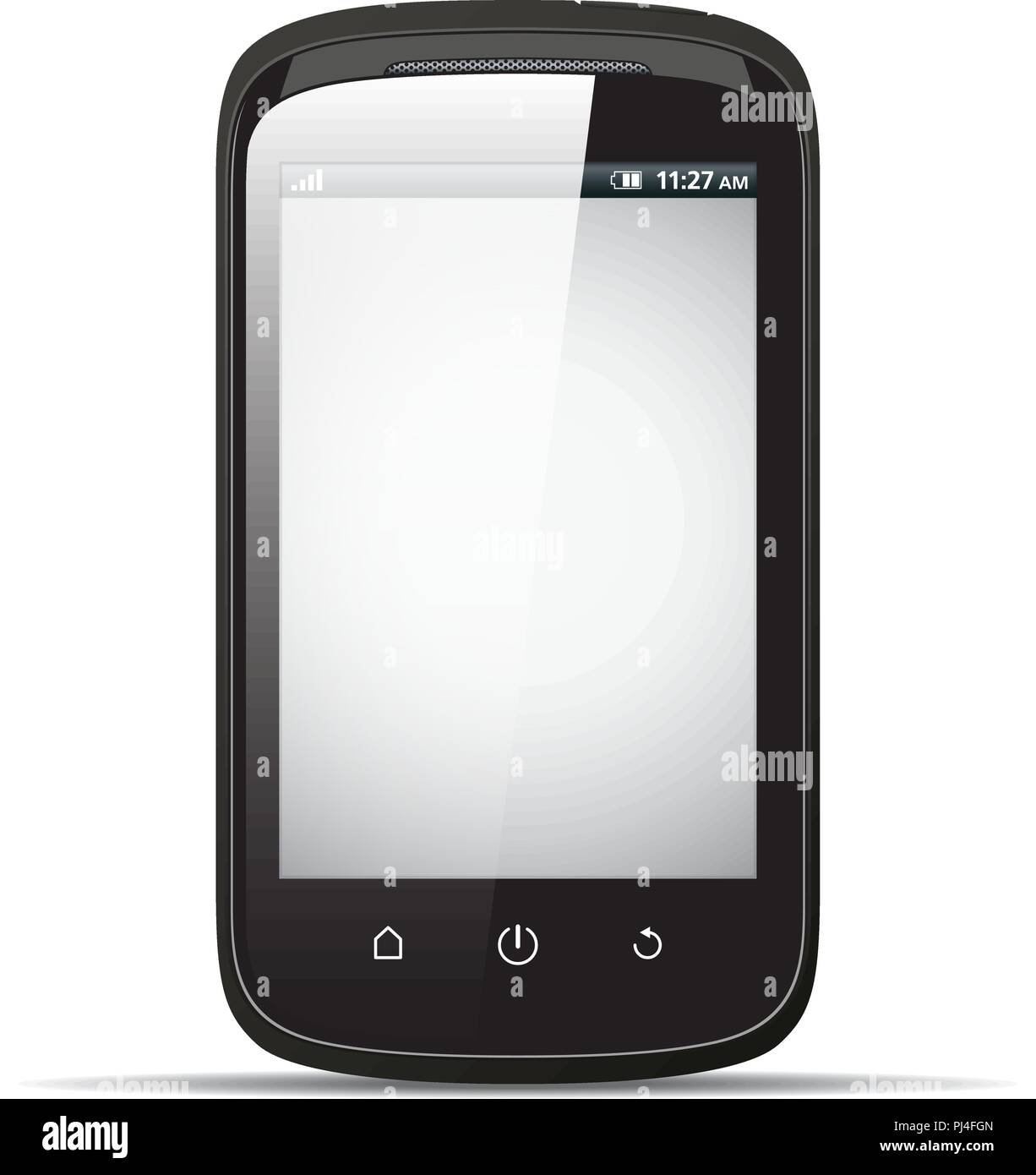 Smartphone isolato su bianco, realistici illustrazione vettoriale Illustrazione Vettoriale