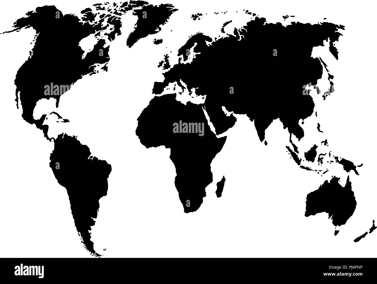 Mappa mondiale Silhouette. Mappa sorgente (dominio pubblico): http://www.lib.utexas.edu/maps/world.html Illustrazione Vettoriale