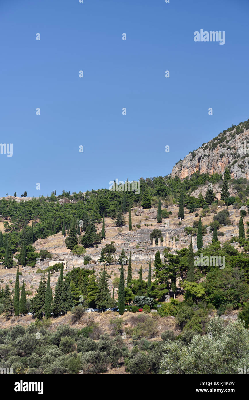 Il sito archeologico di Delfi in Grecia centrale Foto Stock