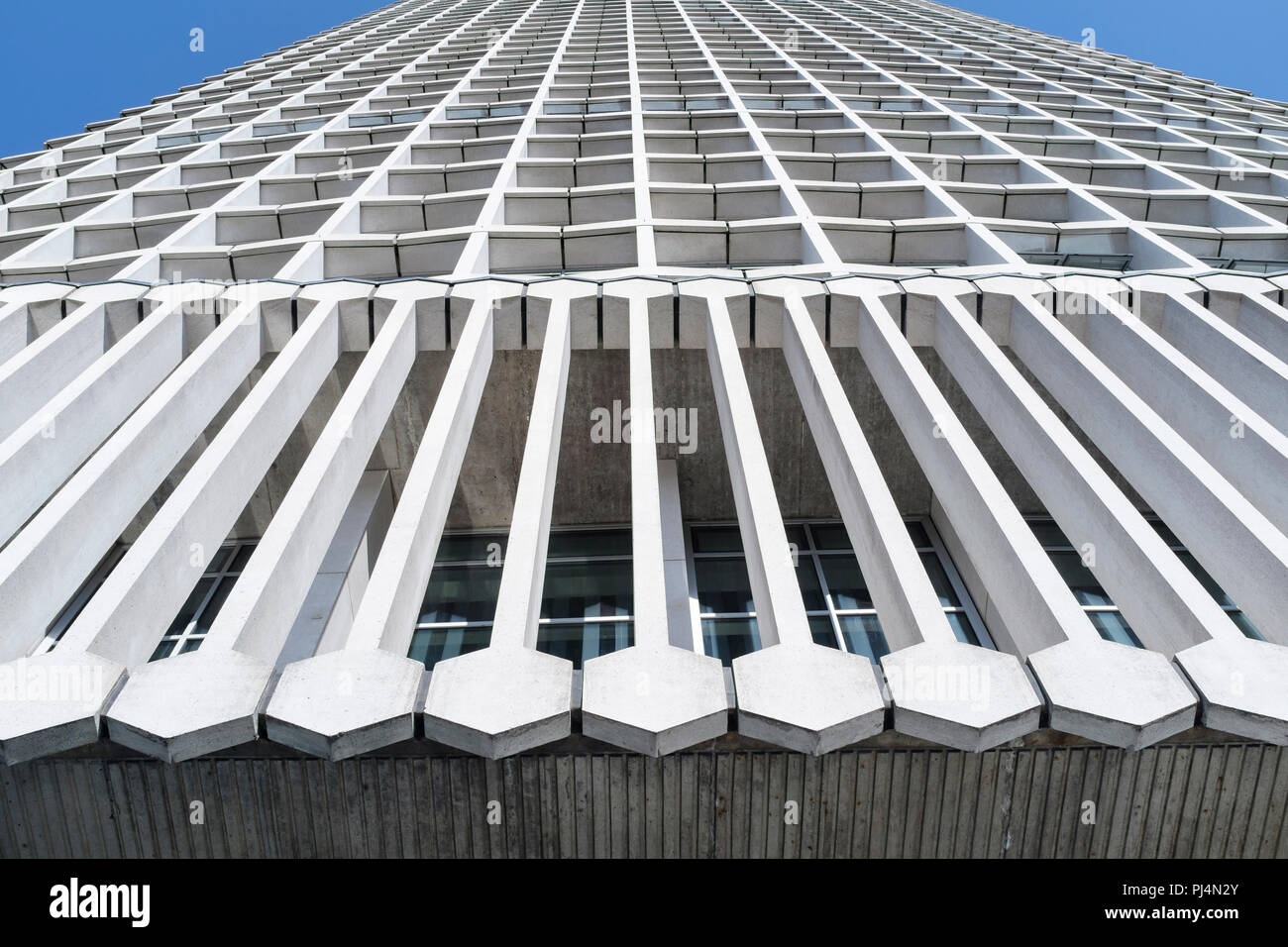 Dettagli dell'architettura, edificio Centre Point, Londra, Regno Unito Foto Stock