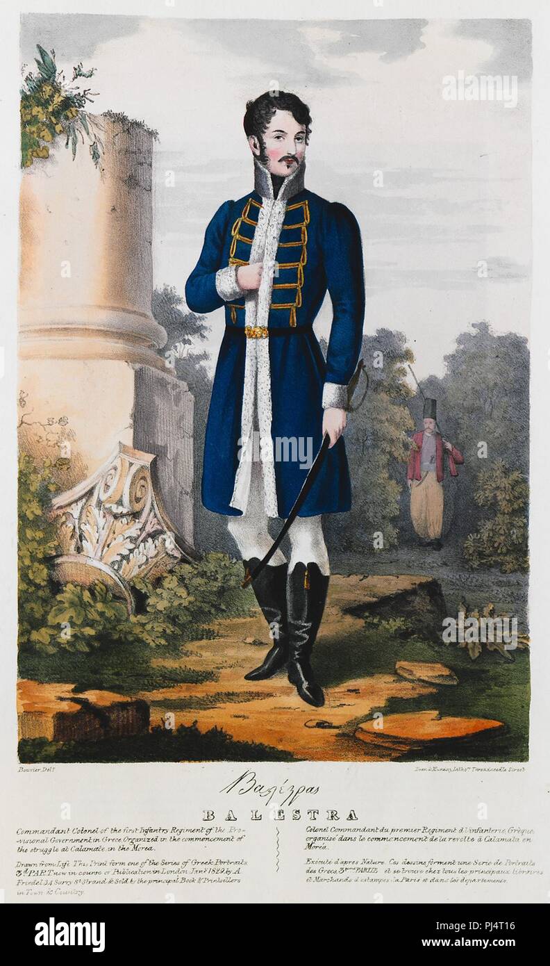 Balestra Comandante Coronel del primo Reggimento di Fanteria del governo provvisorio in Grecia organizzato nella comm - Friedel Adam De - 1830. Foto Stock