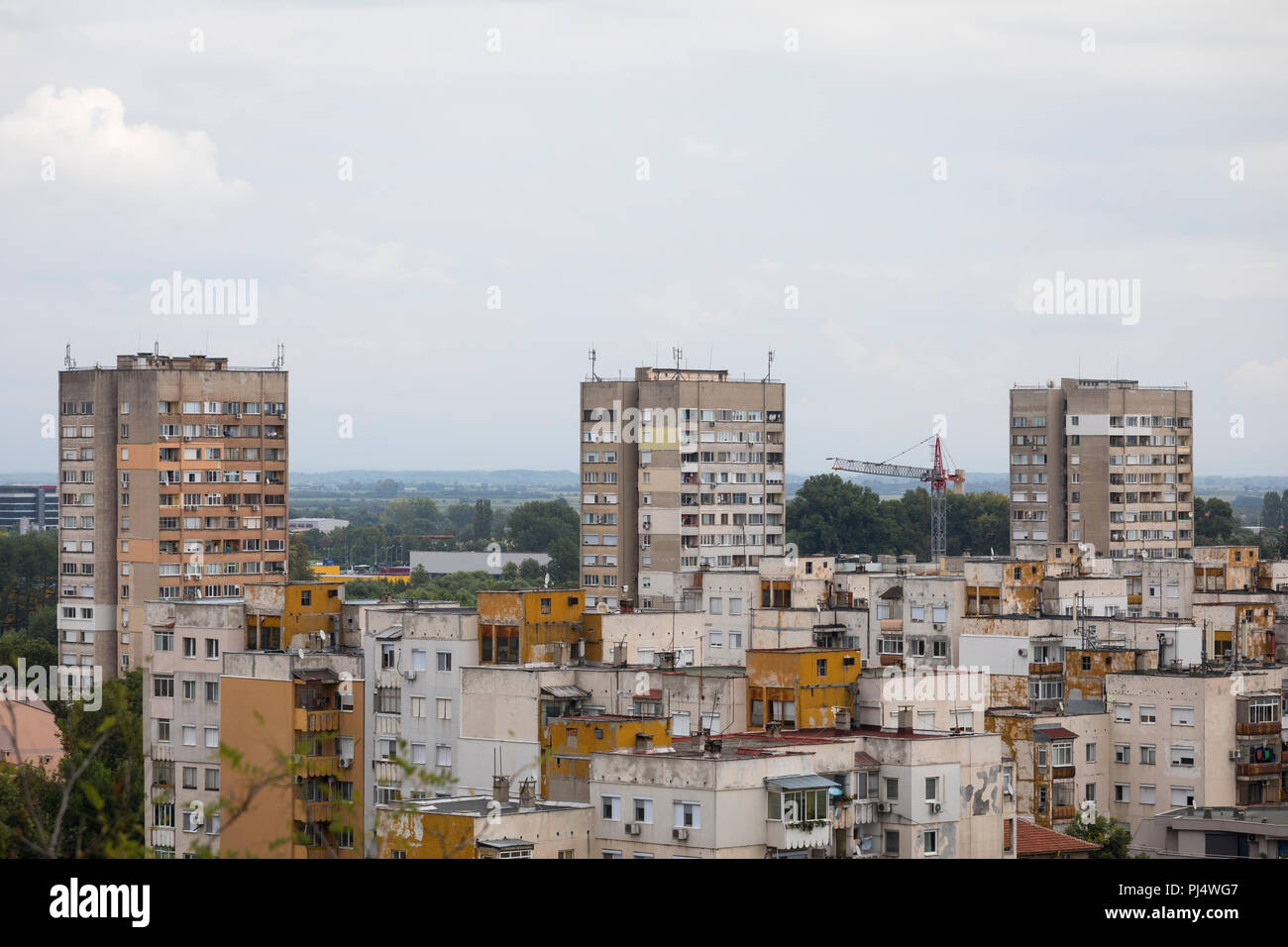 Edifici di appartamenti e case di città di Plovdiv scape, Bulgaria Foto Stock