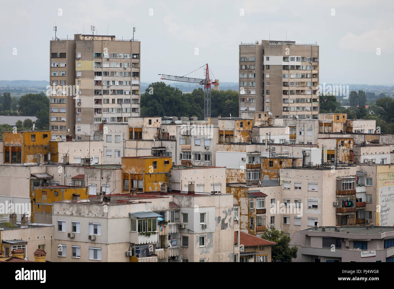 Edifici di appartamenti e case di città di Plovdiv scape, Bulgaria Foto Stock